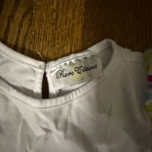 Rare Editions White Girls tank with Pastel Accents and Easter bunny - Picture 4 of 6